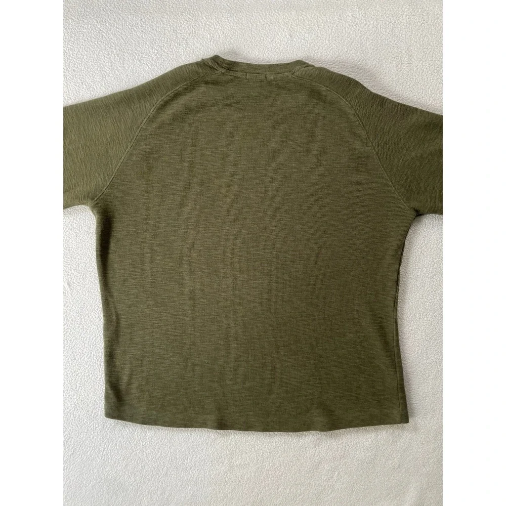 Banana Republic Mens Extra Large Sweatshirt Olive Green Slub Knit Raglan Sleeve